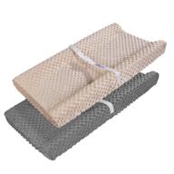 👶 premium soft minky dots changing pad covers - 2 pack, baby boy & girl, breathable & wipeable, brown & grey, acemommy logo
