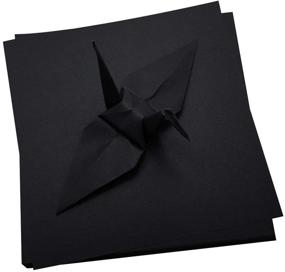 img 3 attached to 📦 OrigamiPolly 100 Sheets Double-Sided Color 6x6 inches Square Easy Fold Paper for Origami, Paper Cranes, Scrapbooking - S11 Black