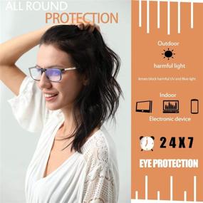 img 3 attached to 👓 Over Prescription Glasses Blue Light Blocking Clip On Glasses for Women and Men - Frameless Lens, Filters UV, Reduces Eyestrain & Headaches, Perfect for Computer Gaming - Transparent