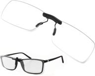 👓 over prescription glasses blue light blocking clip on glasses for women and men - frameless lens, filters uv, reduces eyestrain & headaches, perfect for computer gaming - transparent logo