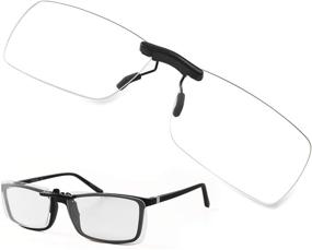 img 4 attached to 👓 Over Prescription Glasses Blue Light Blocking Clip On Glasses for Women and Men - Frameless Lens, Filters UV, Reduces Eyestrain & Headaches, Perfect for Computer Gaming - Transparent