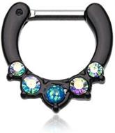 💎 black septum clicker opal aurora borealis 16g 1/4&#34; 6mm precia multi gem septum ring by wildklass jewelry logo