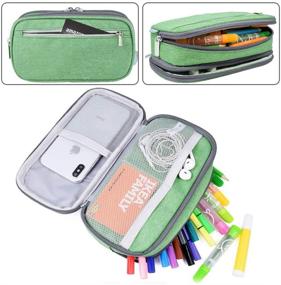 img 1 attached to Pencil Case Big Capacity Pen Case Pencil Bag Pouch Pen Pencil Marker Holder Makeup Bag Stationery Desk Organizer With Zipper Large Storage For Boys Girls College School And Office Supplies (Green)