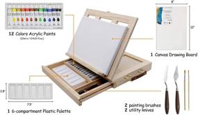 img 3 attached to 🎨 LUCYCAZ Tabletop Easel Set - Painting Kits for Kids and Adults, Wooden Art Easel for Painting Canvases with 12 Vibrant Colors Acrylic Paints, 2 Brushes, Plastic Palette, and Palette Knives
