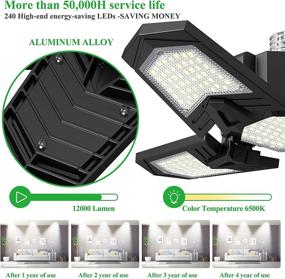 img 3 attached to 💡 Aluminum 120W LED Deformable Garage Lights - 2 Pack - 12000 LM 6500K - Compatible with E26/E27 Base - Ideal for Garage and Basement Lighting