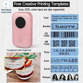 img 2 attached to 🏷️ Memoking Label Maker Sticker Printer-D30: Bluetooth Thermal Printer for Easy Name, Price, and Storage Labeling - Pink, Novice Friendly, iOS and Android Compatible