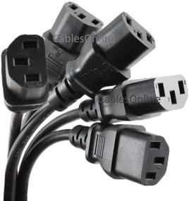 img 2 attached to 💡 CablesOnline 1фт Силовой шнур 5-пак: Короткий трёхжильный шнур для ПК, 18AWG, NEMA 5-15p к IEC C13.