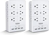 🔌 16-in-1 outlet extender with 4 usb ports, wall-mountable surge protector, 4.8a total power, 3-sided electrical plug extender, multi plug outlet splitter, low profile design, usb charging station for multiple devices логотип