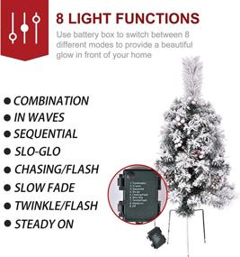 img 2 attached to 🎄 PHREEWILL 2 Pack Pre-Lit Christmas Pathway Trees: 30 in Artificial Urn Filler with 60 LED Lights - Battery Operated for Driveway, Corridor, Yard, and Garden (style3)