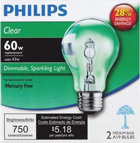 img 2 attached to 💡 Philips Lighting 410498 A19 Ecovantage Halogen Lamp 43W E26 Medium Base - Bright 750 Lumens, Warm White 2920K