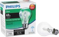 💡 philips lighting 410498 a19 ecovantage halogen lamp 43w e26 medium base - bright 750 lumens, warm white 2920k логотип