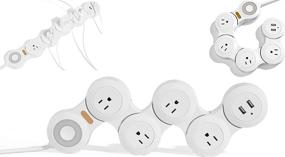 img 4 attached to Flexible Surge Protector Power Strip: 6ft Long Cord, 4 Outlets, 2 USB with Overload Protection – Ideal for Home Office, Travel