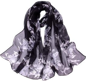 img 4 attached to 🌸 Ladies and Girls' Lightweight Floral Country Style Polyester Chiffon Scarf Neck Fashionable Printing Scarves