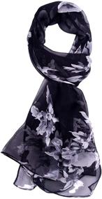 img 2 attached to 🌸 Ladies and Girls' Lightweight Floral Country Style Polyester Chiffon Scarf Neck Fashionable Printing Scarves