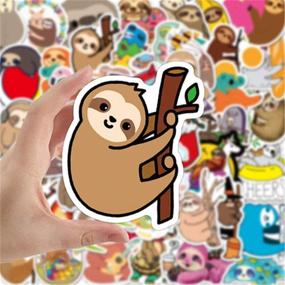 img 2 attached to 🦥 Cute Cartoon Sloth Stickers Set - 50 Pack Kids Friendly Decals for Water Bottle Laptop Cellphone Bicycle Car Bumper Luggage +