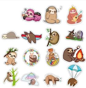 img 1 attached to 🦥 Cute Cartoon Sloth Stickers Set - 50 Pack Kids Friendly Decals for Water Bottle Laptop Cellphone Bicycle Car Bumper Luggage +