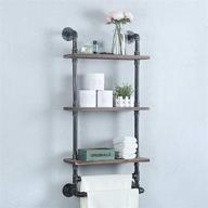 weven rustic industrial pipe wall mounted bathroom shelves with 3 tiers - metal floating shelf towel holder & rack including 2 towel bars - over toilet wall shelf - 19.7in - farmhouse wall decor logo