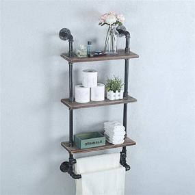 img 1 attached to Weven Rustic Industrial Pipe Wall Mounted Bathroom Shelves with 3 Tiers - Metal Floating Shelf Towel Holder & Rack Including 2 Towel Bars - Over Toilet Wall Shelf - 19.7in - Farmhouse Wall Decor