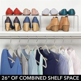 img 2 attached to 👖 mDesign Silver Metal Closet Shelving Shelf Storage Organizer - 2 Pack for Clothes, Shoes, Jeans - Concerto Collection