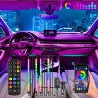 🚗 enhance your car's ambiance with music interior car lights: waterproof led strip light upgrade, multi-color under dash lighting with remote control and app integration - includes car charger and adjustable mic sensitivity logo