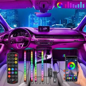 img 4 attached to 🚗 Enhance Your Car's Ambiance with Music Interior Car Lights: Waterproof LED Strip Light Upgrade, Multi-Color Under Dash Lighting with Remote Control and App Integration - Includes Car Charger and Adjustable Mic Sensitivity