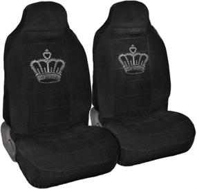 img 1 attached to 👑 Dazzle on the Road: CarsCover King Crown Crystal Diamond Bling Rhinestone Black Car SUV Truck High Back Seat Covers