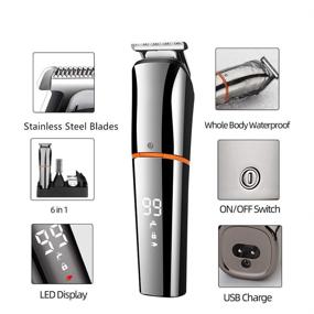 img 2 attached to 🧔 6-in-1 Men's Beard Trimmer: Ultimate Grooming Kit for Shaving, Body, Mustache, Nose - Cordless & Waterproof with USB Recharge