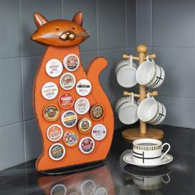 img 3 attached to 🐱 Organize and Display Your K-Cups with the Made Easy Kit Front Facing Countertop Coffee Pods Holder - Perfect Coffee Bar Decor for Home Cafe featuring an Adorable Orange Cat