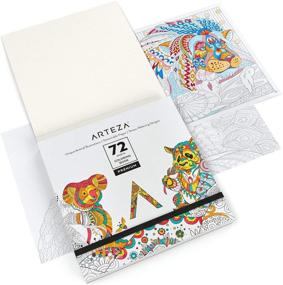 img 2 attached to 🐾 Arteza Adult Coloring Book - Animal Designs, 6.4 x 6.4 Inches, 72 Detachable Pages, Gray Outlines, 100 lb Paper, Art Supplies for Anxiety, Stress Relief, and Relaxing