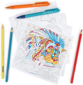 img 3 attached to 🐾 Arteza Adult Coloring Book - Animal Designs, 6.4 x 6.4 Inches, 72 Detachable Pages, Gray Outlines, 100 lb Paper, Art Supplies for Anxiety, Stress Relief, and Relaxing