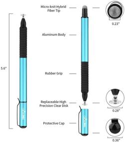 img 1 attached to 🖊️ digiroot Universal Stylus: 2-in-1 Touch Screen Pen for Cell Phones, Tablets, and More – Blue (Includes 9 Replacement Tips)