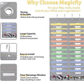 img 3 attached to 📚 Magicfly 24-Pocket Over-The-Door Hanging Wall File Organizer with 6 Tool Pockets - Grey for Home, School, Office