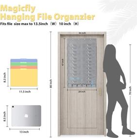img 1 attached to 📚 Magicfly 24-Pocket Over-The-Door Hanging Wall File Organizer with 6 Tool Pockets - Grey for Home, School, Office