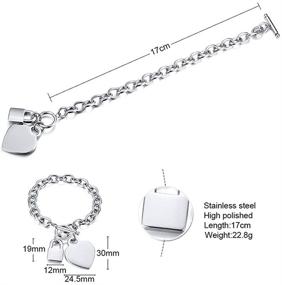 img 3 attached to 🔒 VNOX Personalized Initial Name Stainless Steel Bracelet Necklace Set - Trendy Cable Chain Design with Padlock Heart Charm and Toggle Clasp Closure