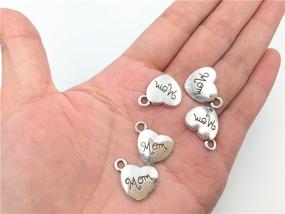 img 3 attached to 💖 YYaaloa Mini Love Heart "Mom" Pack: 40 DIY Charms Pendant for Crafting & Jewelry Making Accessory (40pcs Silver)