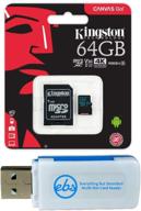 💾 kingston 64gb sdxc micro canvas go! memory card and adapter compatible with gopro hero 7 black, silver, and hero7 white cameras (sdcg2/64gb) bundle with (1) everything but stromboli tf and sd card reader logo