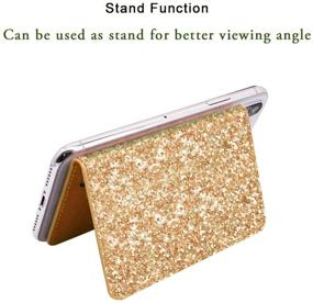 img 1 attached to ClarksZone Flip Card Holder for Phone Back - Sequins PU Wallet Case [3M Adhesive] Slim Credit Card ID Slot for Android/iOS (Gold Glitter, 1-Pack)