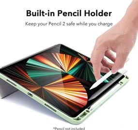 img 1 attached to 📱 ESR Pencil Case for iPad Pro 12.9 2021 - Pencil 2 Holder, Flexible Back Cover, Auto Sleep/Wake, Stand - Green