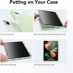 img 2 attached to 📱 ESR Pencil Case for iPad Pro 12.9 2021 - Pencil 2 Holder, Flexible Back Cover, Auto Sleep/Wake, Stand - Green