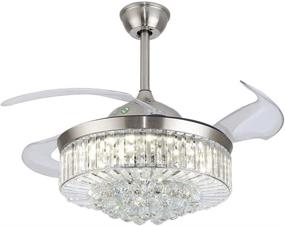 img 4 attached to 🌟 BDenise 42 Inch Crystal Chandelier Ceiling Fan: Modern Silent retractable blades fans with remote control, ideal for Dining/Living Room