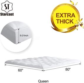 img 3 attached to 🛏️ ST Starcast Extra Thick Cooling Cotton Down Alternative Fill Mattress Topper (Queen Size), Gel Fiber Filled Bed Pillowtop, Fits Mattress Up to 21'' DEEP Pocket