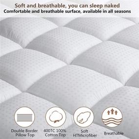 img 1 attached to 🛏️ ST Starcast Extra Thick Cooling Cotton Down Alternative Fill Mattress Topper (Queen Size), Gel Fiber Filled Bed Pillowtop, Fits Mattress Up to 21'' DEEP Pocket