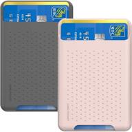 📱 rfid phone card holder - stick-on adhesive back wallet case for all smartphones (pink/grey) logo