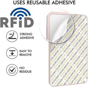 img 3 attached to 📱 RFID Phone Card Holder - Stick-on Adhesive Back Wallet Case for All Smartphones (Pink/Grey)