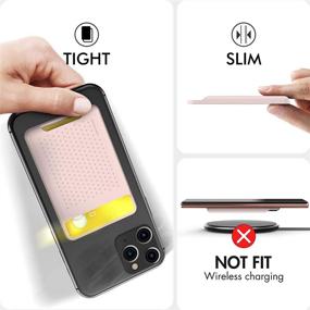 img 2 attached to 📱 RFID Phone Card Holder - Stick-on Adhesive Back Wallet Case for All Smartphones (Pink/Grey)