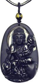 img 1 attached to 🧘 Bodhisattva Amulet Talisman Pendant Necklace in Obsidian Gemstone - Bella Jade Buddha