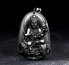 img 3 attached to 🧘 Bodhisattva Amulet Talisman Pendant Necklace in Obsidian Gemstone - Bella Jade Buddha