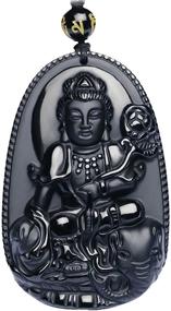 img 4 attached to 🧘 Bodhisattva Amulet Talisman Pendant Necklace in Obsidian Gemstone - Bella Jade Buddha
