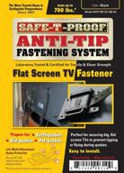 black anti-tip fastening system for flat screen tvs - safe-t-proof stp-mp-201-bk-05 fastener logo