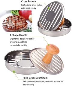 img 1 attached to 🍔 Mepple Burger Press: Non-Stick Patty Maker for Perfect BBQ Burgers, Stainless Steel with Wood Handle - Includes 100 Patty Papers, Ideal for Meat & Veggie Cooking, BBQ Grilling Accessories and Kitchen Tool, 5” Dia